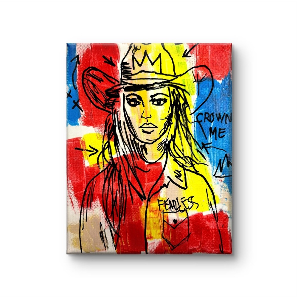 Papa Diouf Original Painting Cowgirl Western Graffiti Art 8x10 NEW